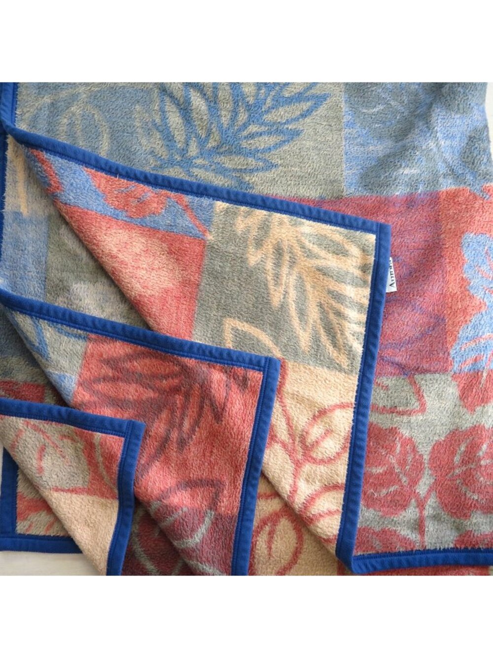 Vintage Biederlack Aurora Patchwork Reversible Throw Blanket 76"x 59" USA Made